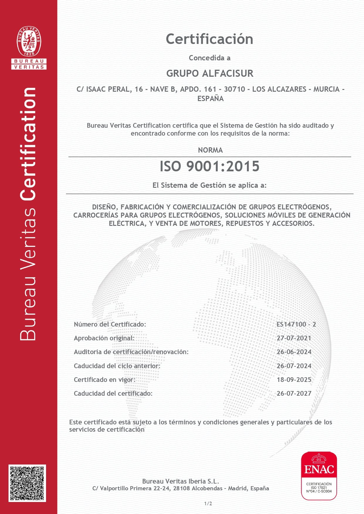 Certificado ISO 9001:2015 - Página 1